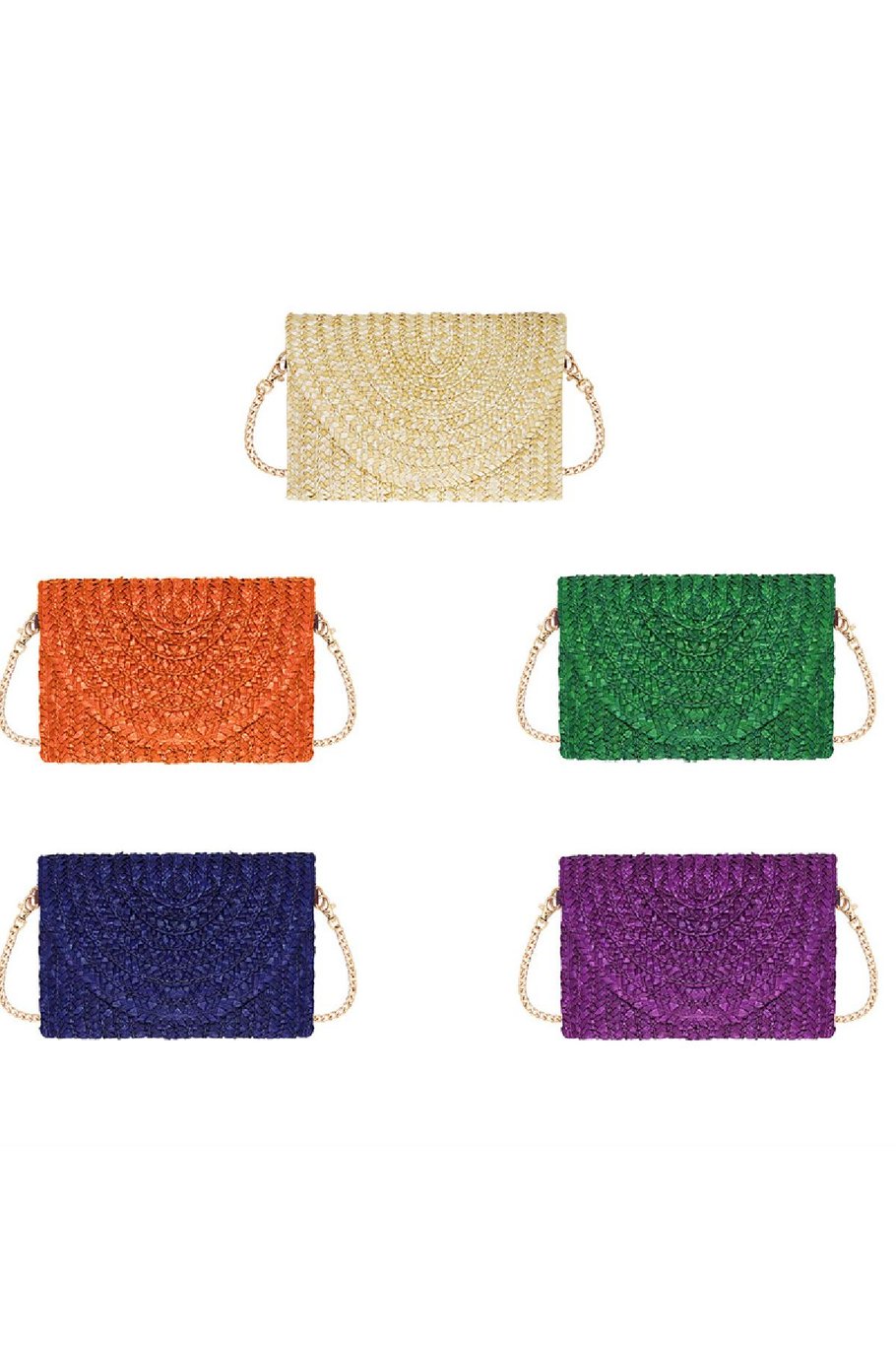 Strandclutch mit Schultergurt Grün Stroh Bild4