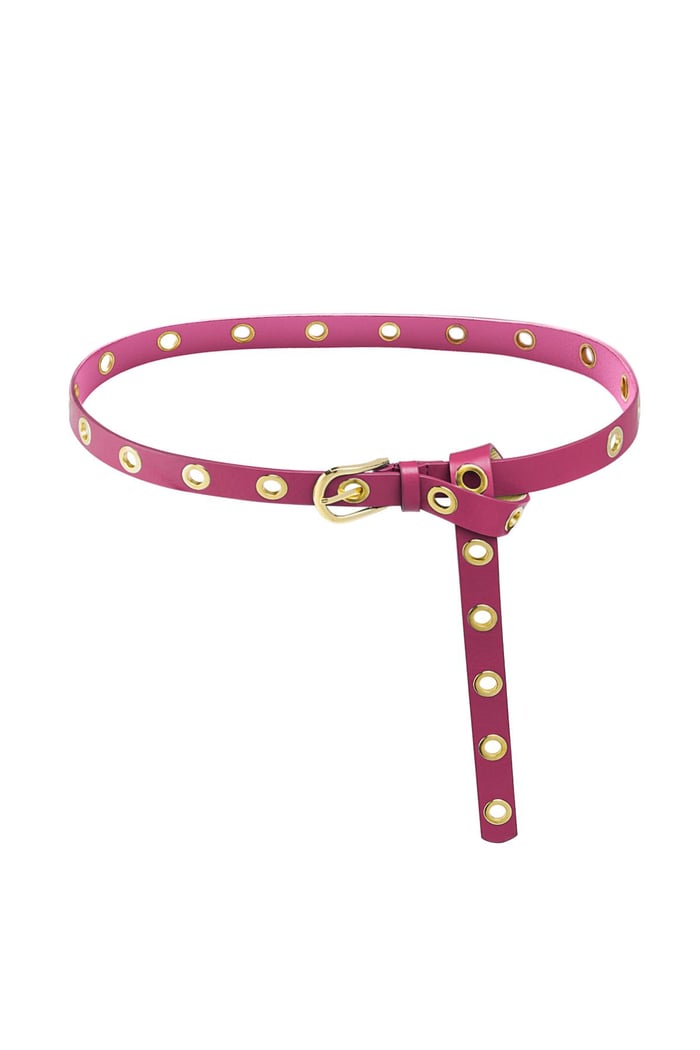 Belt with Gold Color rings Fuchsia PU 