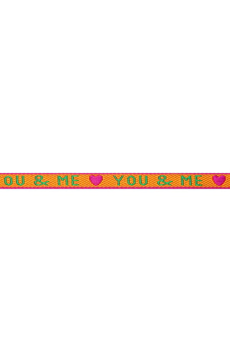 Bracelet ribbon You & Me Orange Polyester 2