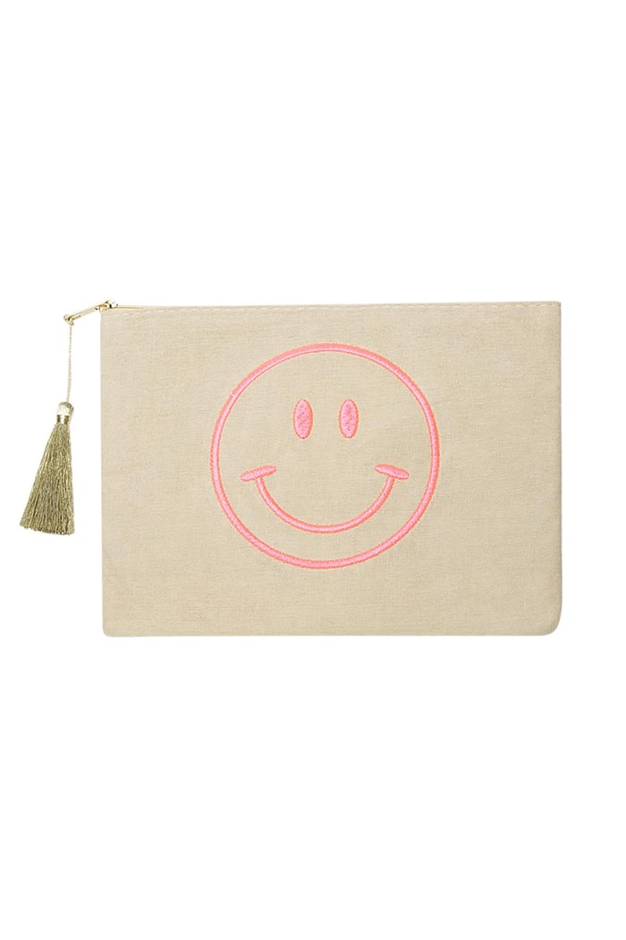 Schminktasche Smiley Beige & Pink Baumwolle 