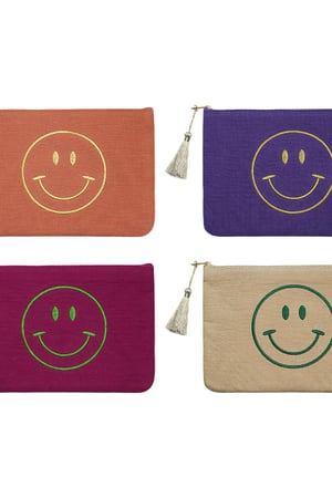 Borsa per il trucco Smiley Light Blue Cotton h5 Immagine4