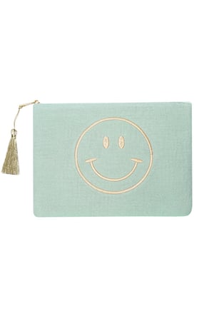 Schminktasche Smiley Hellblau Baumwolle h5 