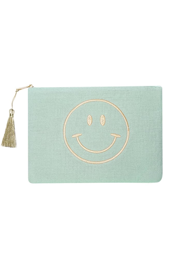 Makeup bag Smiley Light Blue Cotton 