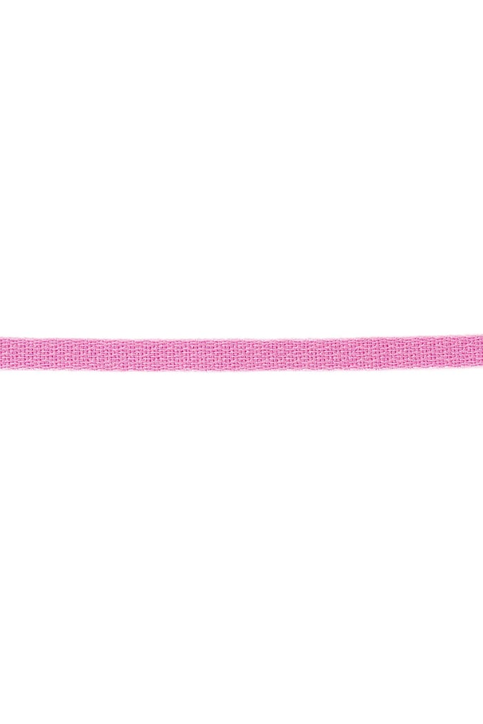 Bracelet ribbon solid color Pink Polyester 