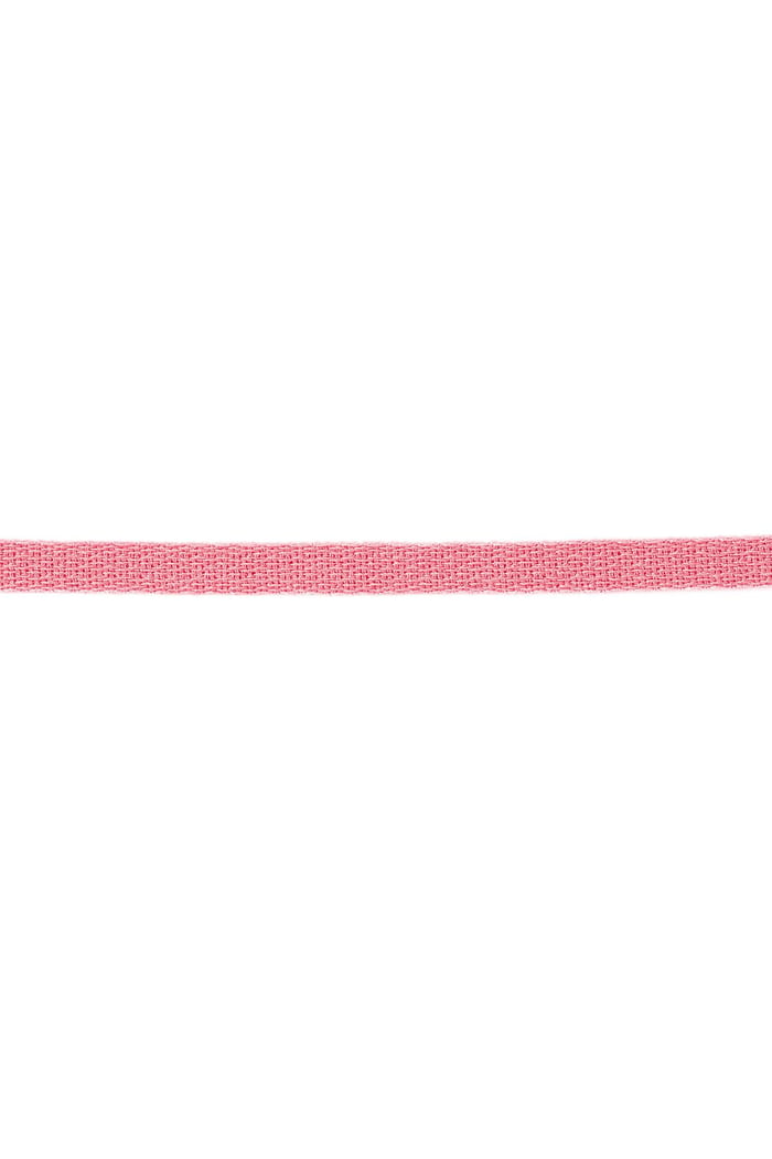 Bracelet ribbon solid color Baby pink Polyester 