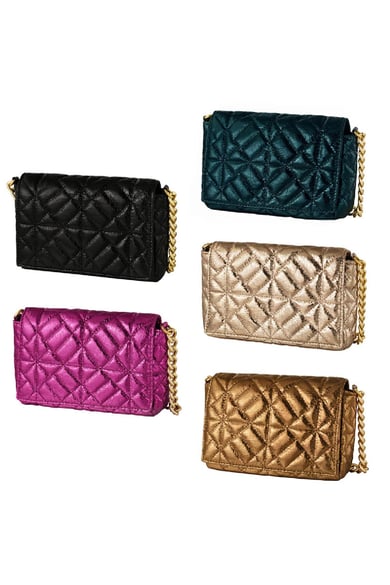 Metallische Handtasche mit großer Goldkette Schwarz Polyurethan h5 Bild6