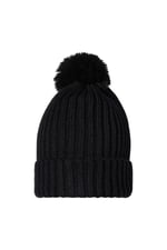 Black / Beanie Furry Pompon Black Acrylic Picture2