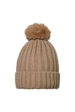 Beige / Beanie Furry Pompon Beige Acrylic Picture4