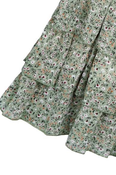 Kleid mit Blumendruck und Rüschen Grün S h5 Bild7