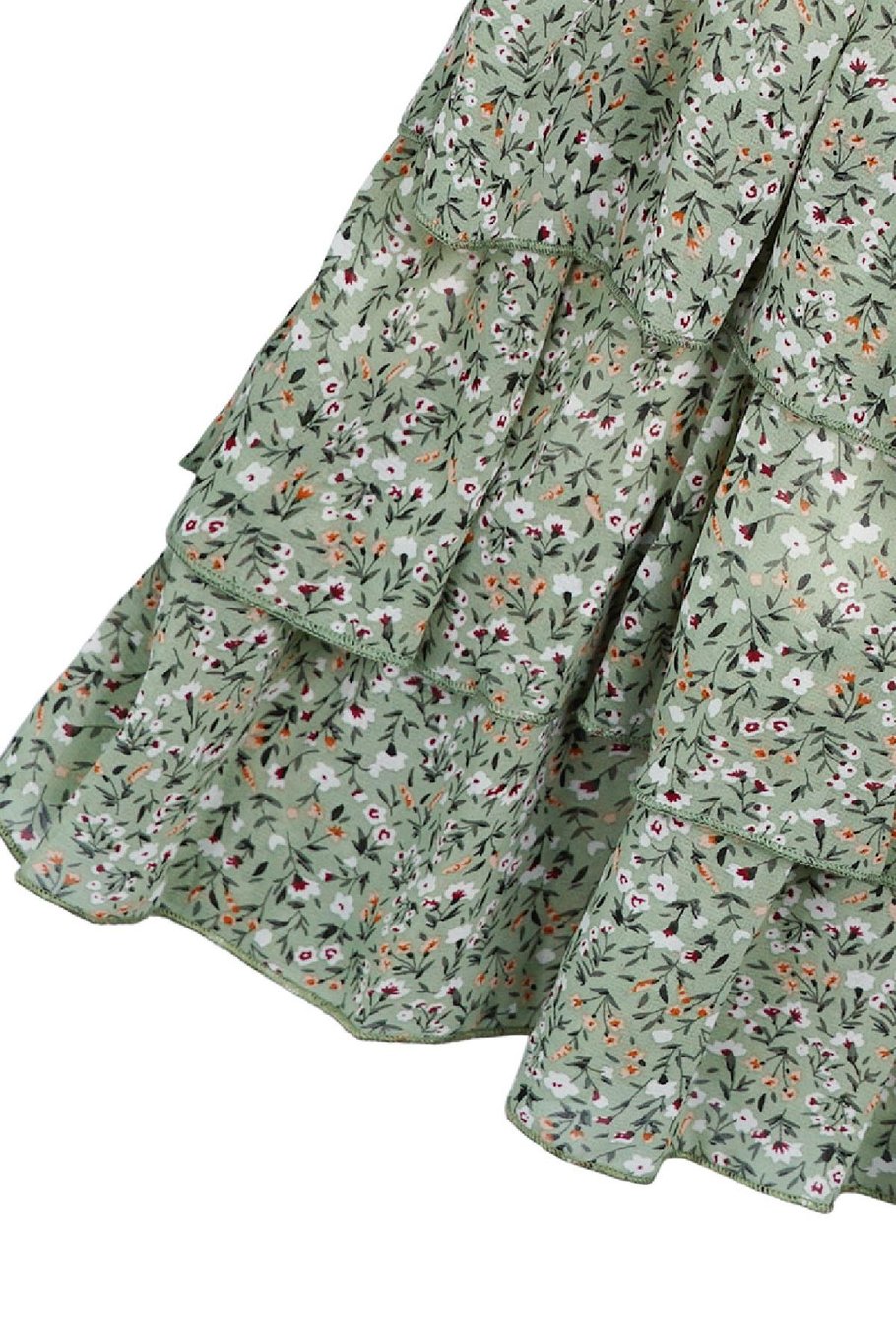 Kleid mit Blumendruck und Rüschen Grün S Bild7