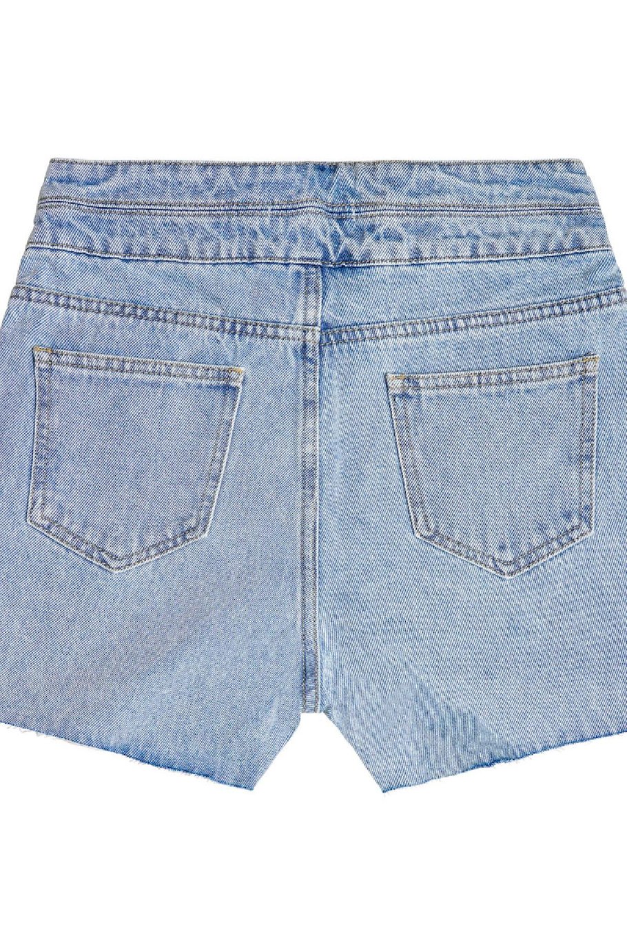 Versleten denim short met onafgewerkte zoom in lichtblauw XS Afbeelding6