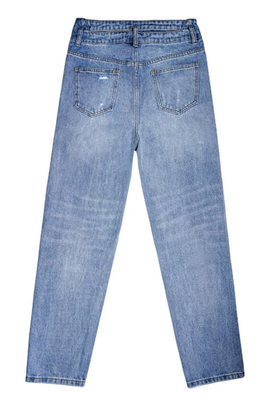 Enkellange versleten jeans met hoge taille Blauw XS h5 Afbeelding10