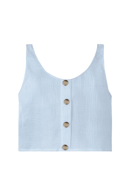 Button up crop top Light Blue M 2