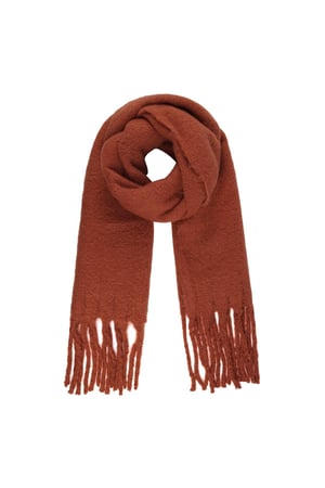 Warm winter scarf solid color brown Polyester h5 