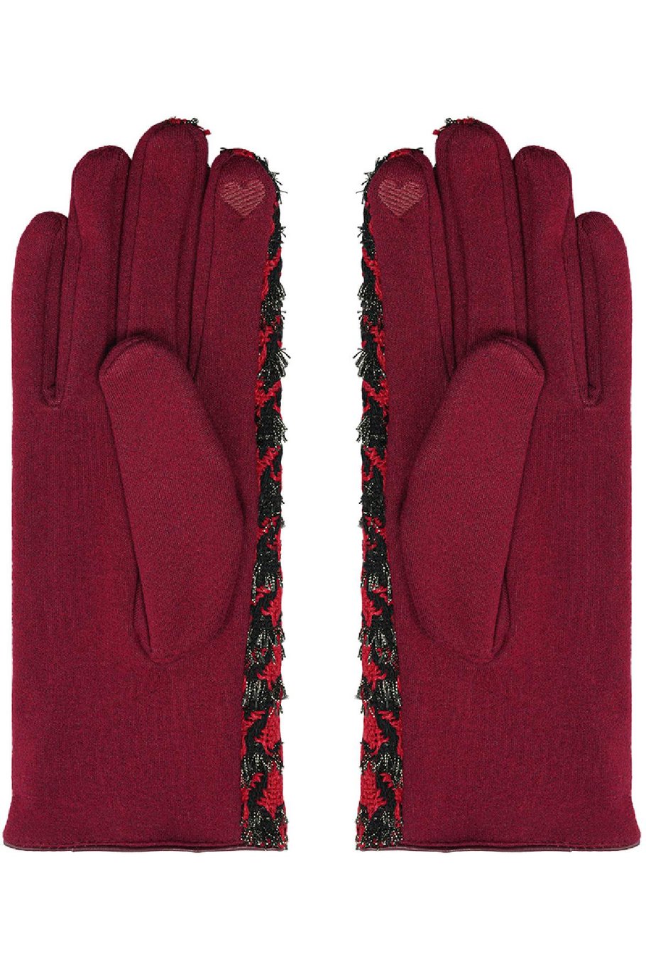 Hahnentritt-Handschuhe Rot Polyester One size Bild2
