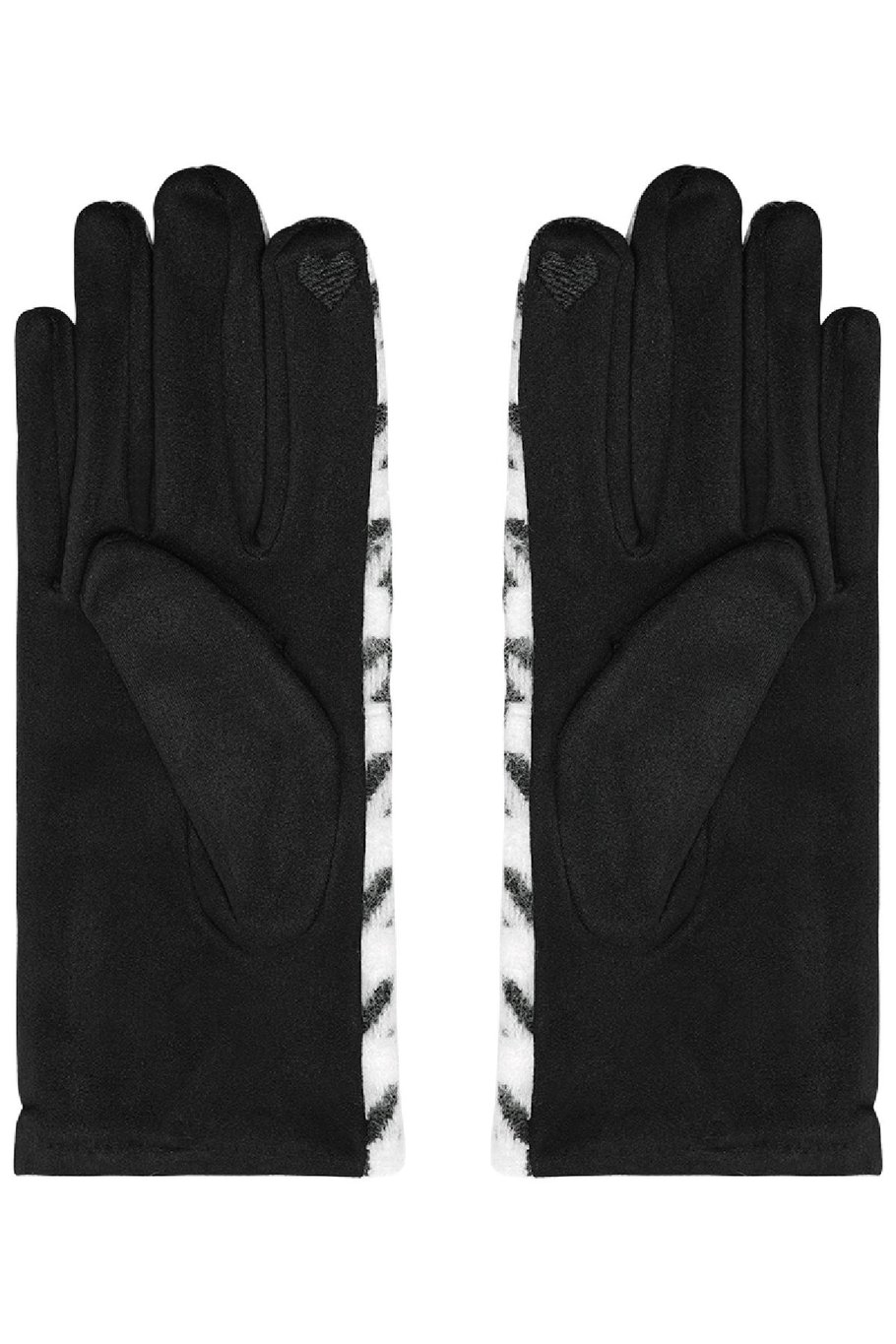 Houndstooth-handschoenen Zwart &amp; Wit Polyester One size Afbeelding3