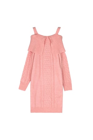 Cable knit sweater dress Pink S/M h5 