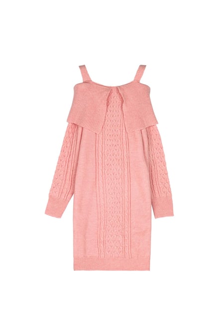 Cable knit sweater dress Pink M/L 2