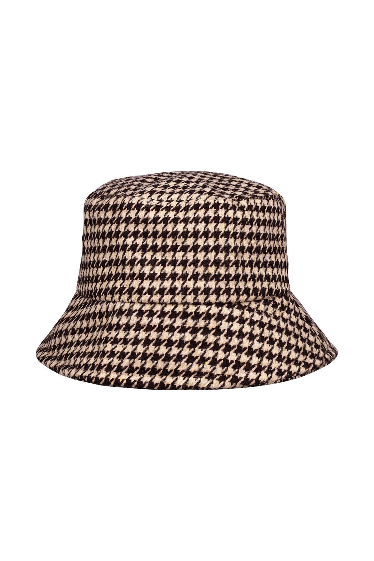 Bucket hat checkered Black &amp; White Polyester 