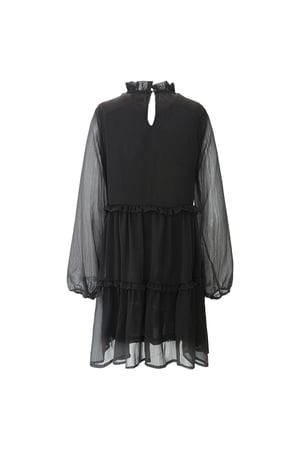 Ruffle chiffon dress Black S h5 