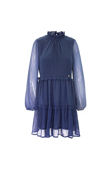 Ruffle chiffon dress Blue M 2