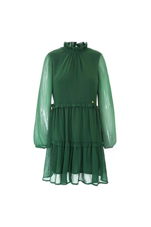 Ruffle chiffon dress Green S h5 