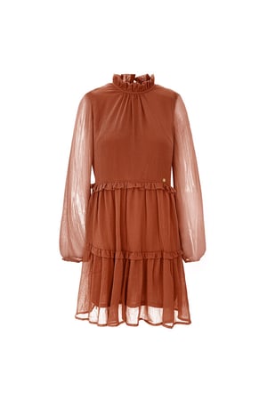 Ruffle chiffon dress Brown XS h5 