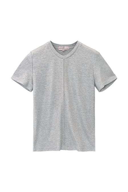 T-shirt with broderie stripe Grey S 2