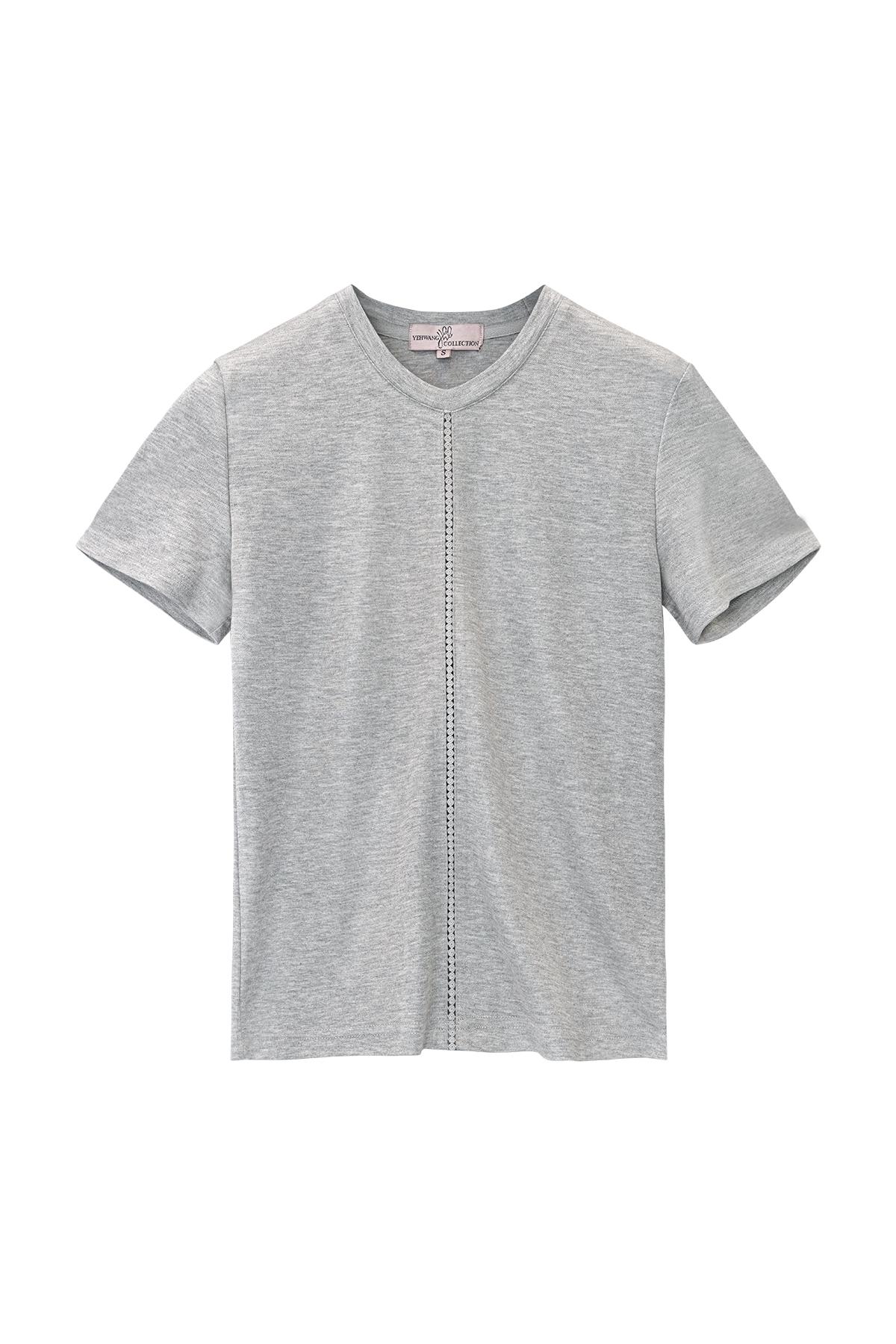 T-shirt with broderie stripe Grey S
