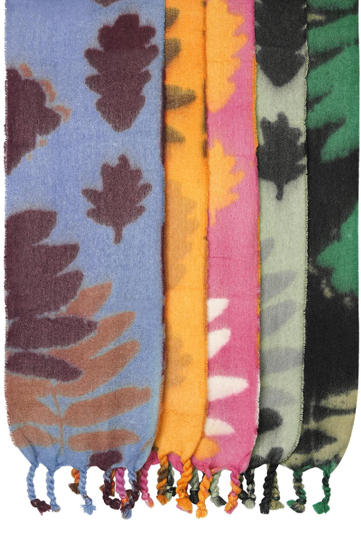 Winter scarf flowers and leaves Orange Polyester h5Picture4