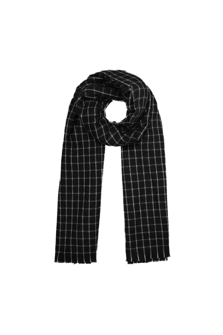 Black and white checkered winter scarf Acrylic 2