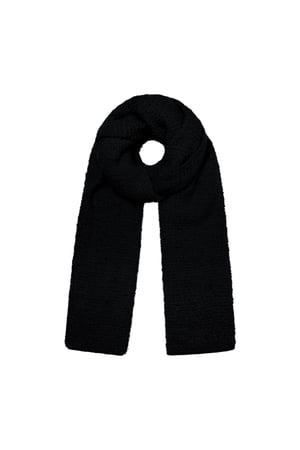 Winter scarf with relief pattern Black Polyester h5 