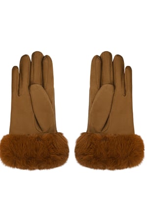 Gloves with faux fur and leather look Beige Polyester One size h5 Picture3