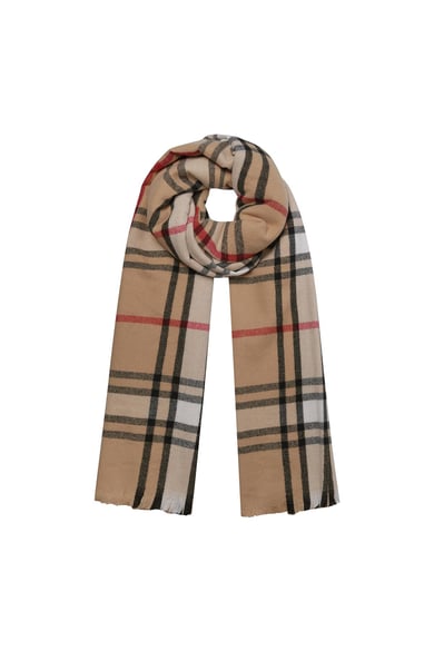 Checkered winter scarf with autumn colors Orange Acrylic h5 