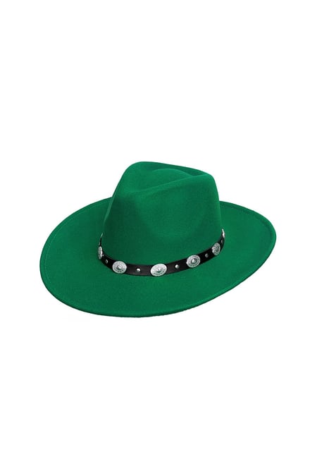 Fedora hat with cool details Green Polyester 2