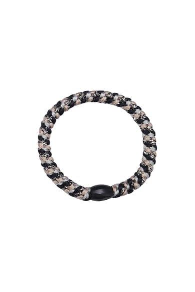 Hair tie bracelets 5-pack Black & Beige Polyester h5 