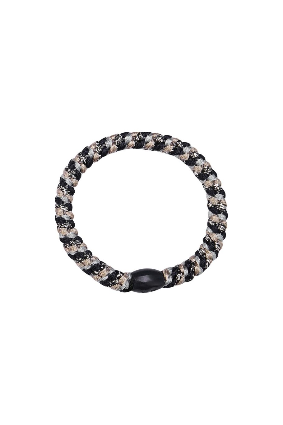 Hair tie bracelets 5-pack Black & Beige Polyester 