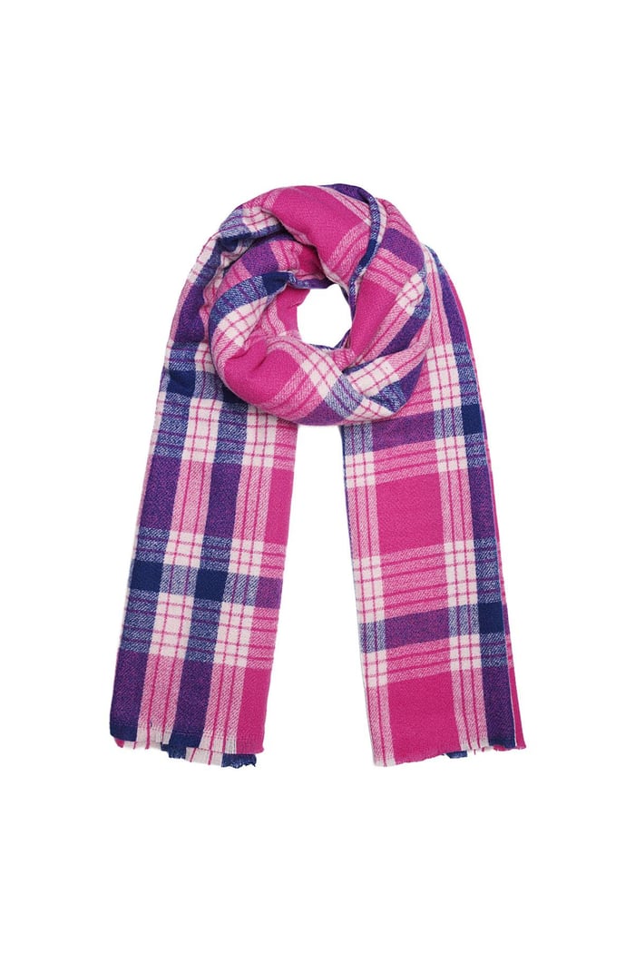 Scarf checkered print Fuchsia Polyester 