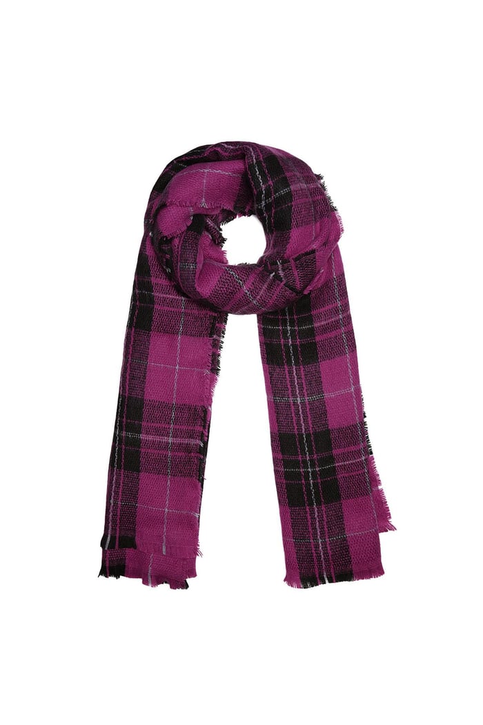 Scarf with checks Pink Acrylic 