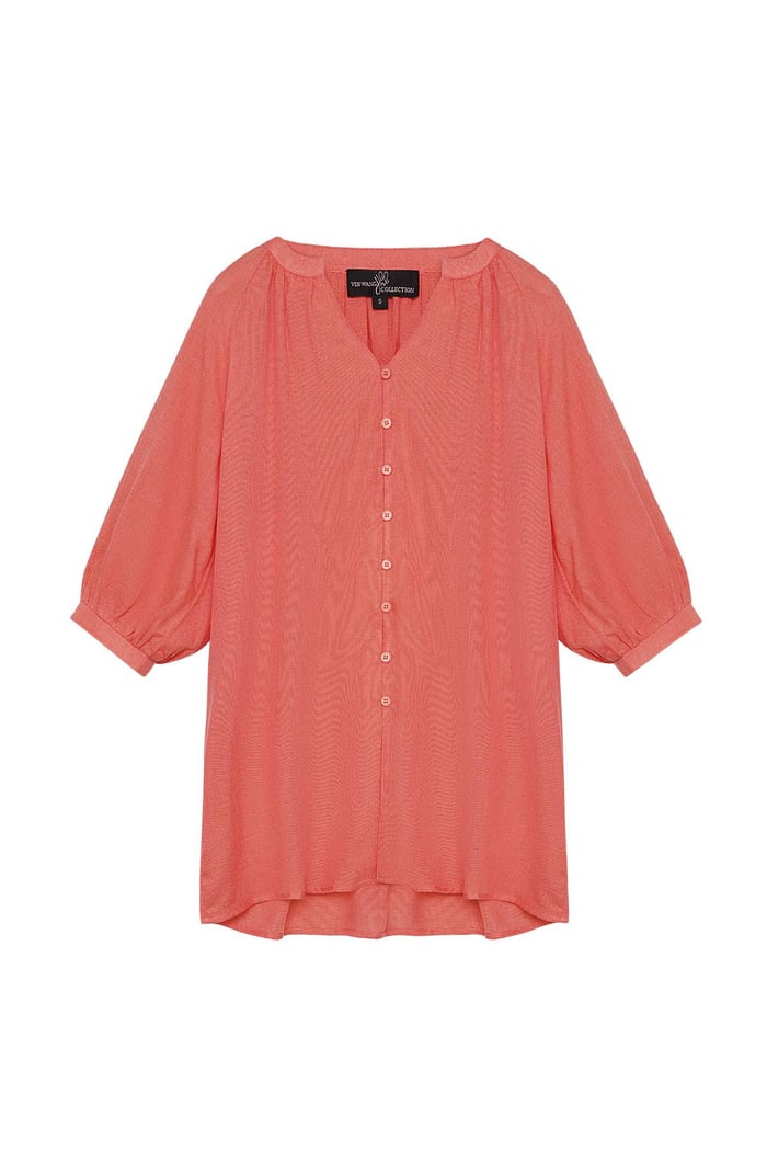 Basic-Bluse mit Knöpfen Koralle S 