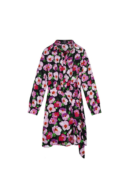 Flower print dress with button detail Black Multi L 2