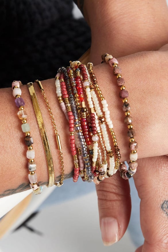 Bracelet or avec pierres Turquoise &amp; Couleur or Stone