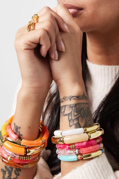 Pulsera de tubo con cuentas estrechas Beige Acrílico h5 Imagen2