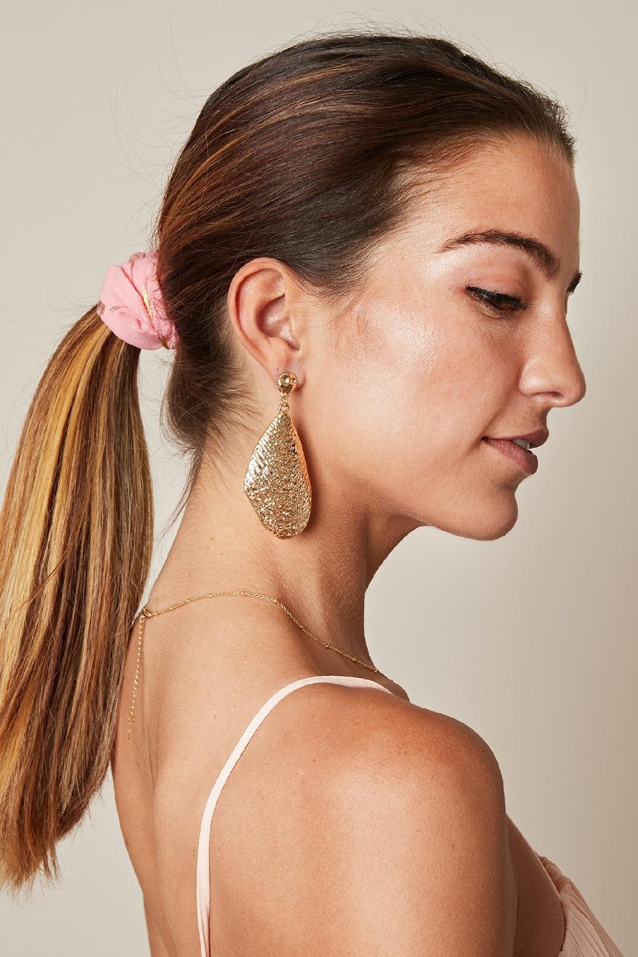 Scrunchie Golden Feather Red Polyester Picture2