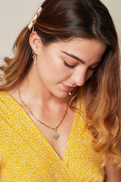 Ketting Zirconia Cactus  Green & Gold Copper h5 Afbeelding2