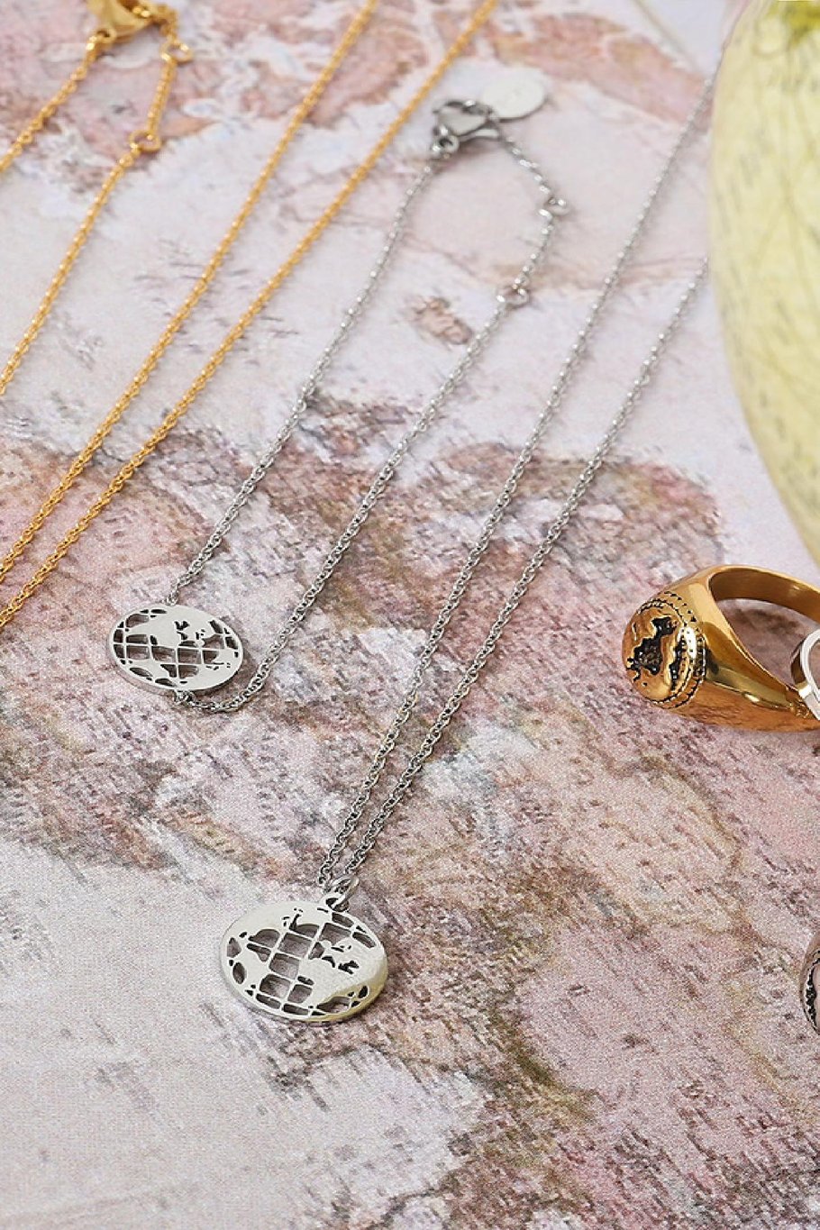 Necklace Around The Globe Argenté Acier inoxydable Image2