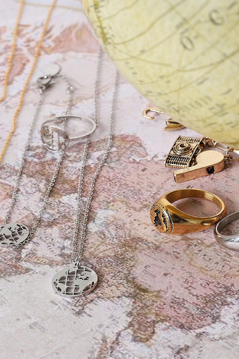 Necklace Around The Globe Argenté Acier inoxydable Image3