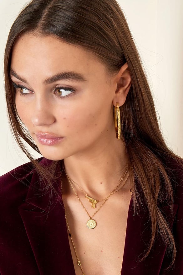 collana con pendente a forma di pistola in acciaio inossidabile - colore oro 2