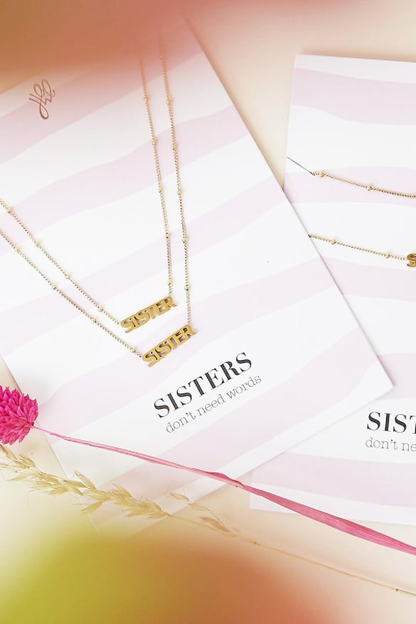 Le sorelle della collana non hanno bisogno di parole Silver Color Stainless Steel