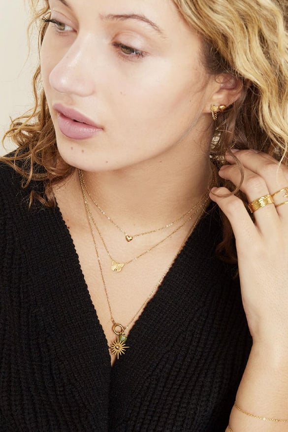 Necklace Butterfly Gold Color Stainless Steel